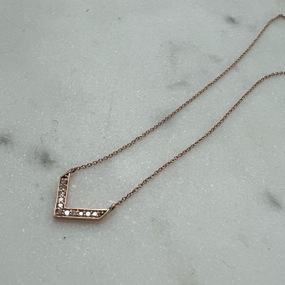Delicate Rose Gold and Diamond Chevron Necklace